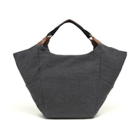 cotton linen shoulder bag (large)with leather trim

