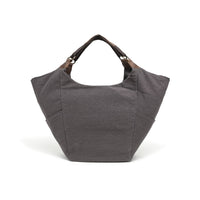 cotton linen shoulder bag (large)with leather trim
